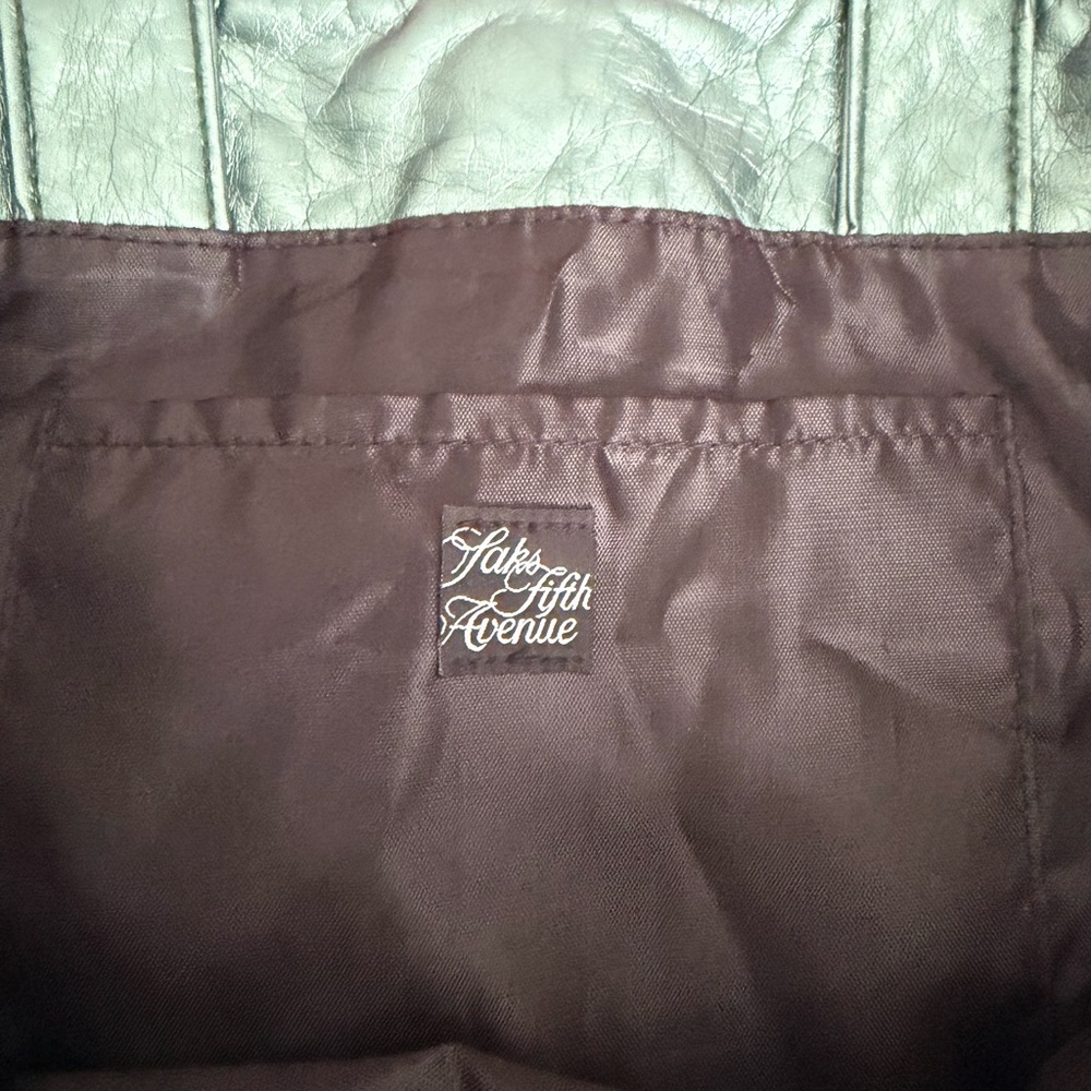 Saks Fifth Avenue Shimmering Green Tote - Picture 2 of 4